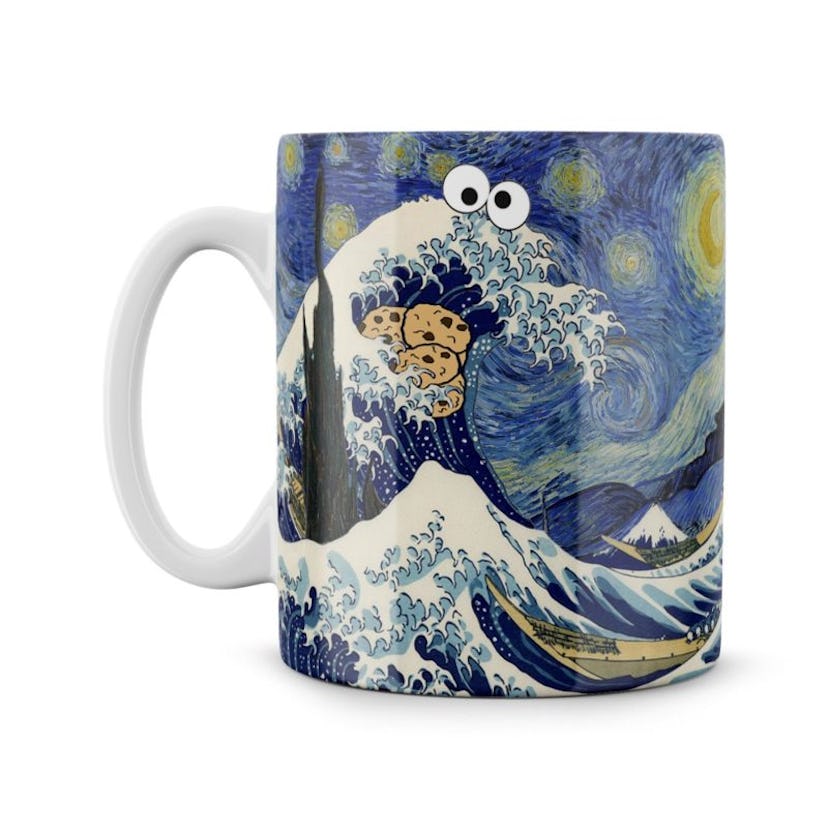 Starry Night/Great Wave Cookie Monster Mug