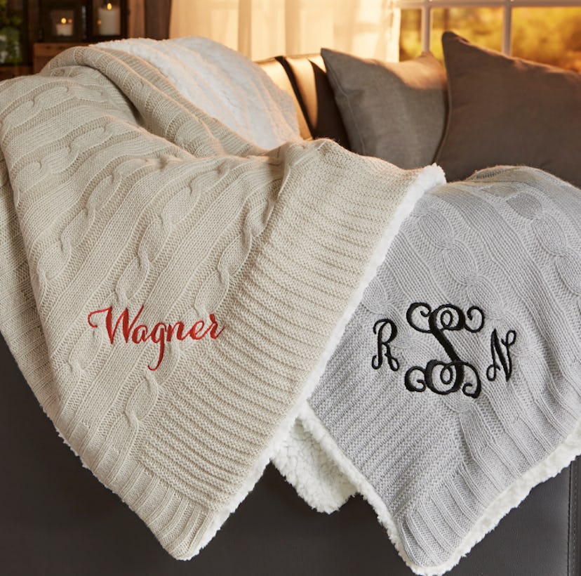Classic Cable Knit Personalized Throw Blanket