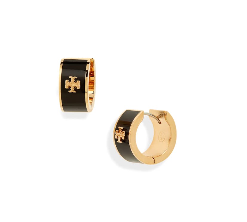 Tory Burch Kira Enamel Huggie Hoop Earrings