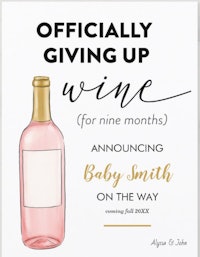 Officially Giving Up Wine Funny Pregnancy Announcement Postcard