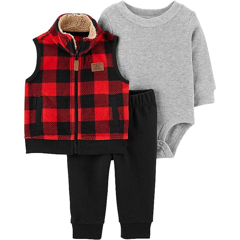 Carter's 3-Piece Buffalo Plaid Vest, Bodysuit & Pants Set