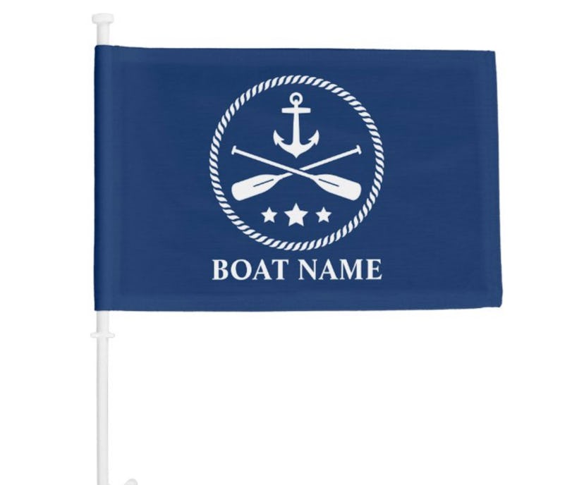 Your Boat Name Nautical Anchor & Oars Boat Flag