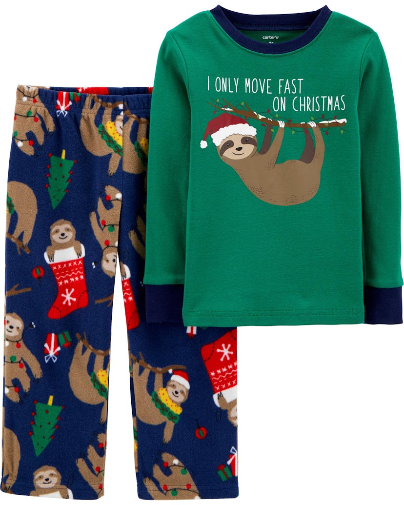 Carter's 2-Piece Santa Sloth Fleece Pajamas