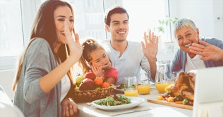 Family having a virtual holiday — virtual Thanksgiving
