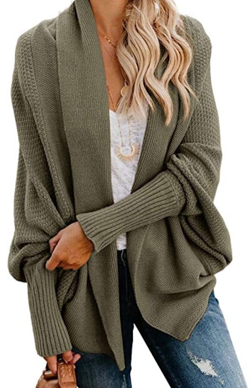 Imily Bela Batwing Cable Knitted Oversized Cardigan