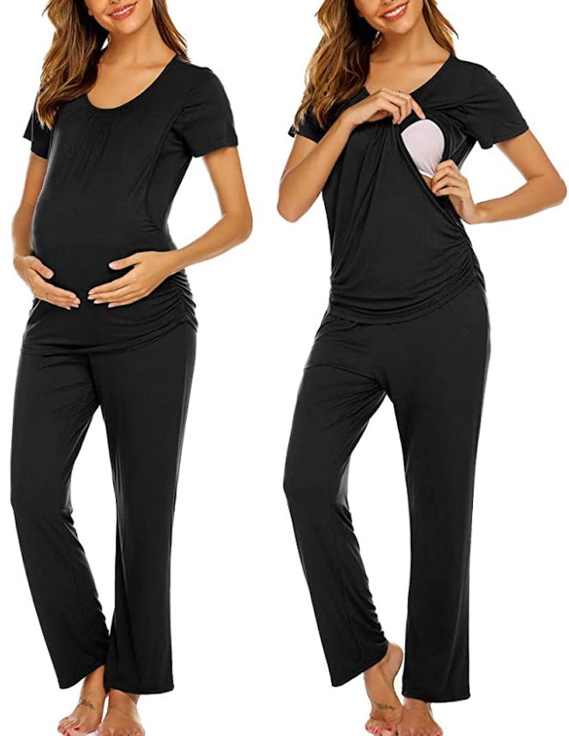 Ekouaer Maternity & Nursing Pajamas Set