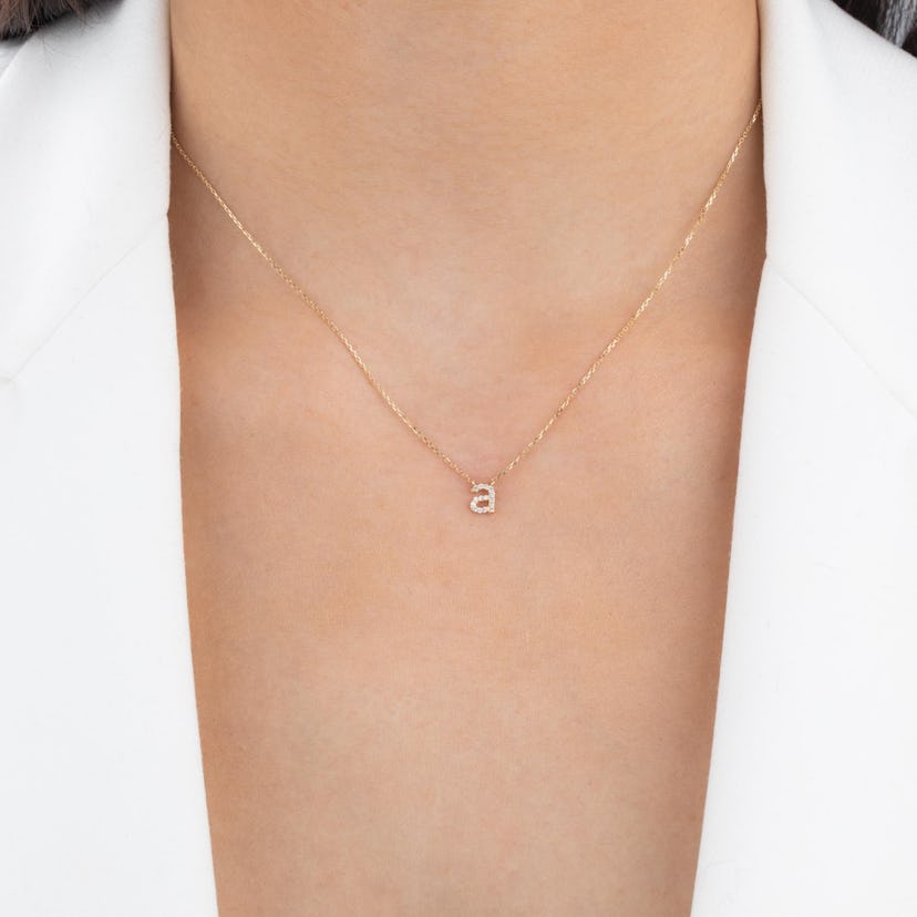 Adina's Jewels Tiny Pavé Lowercase Initial Necklace