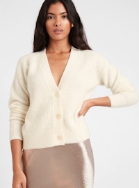 Aire Waffle-Knit Cardigan Sweater