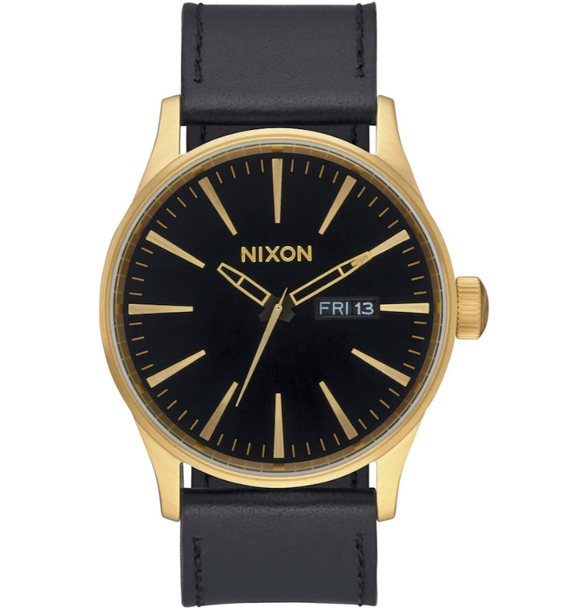 Nixon The Sentry Leather Strap Watch