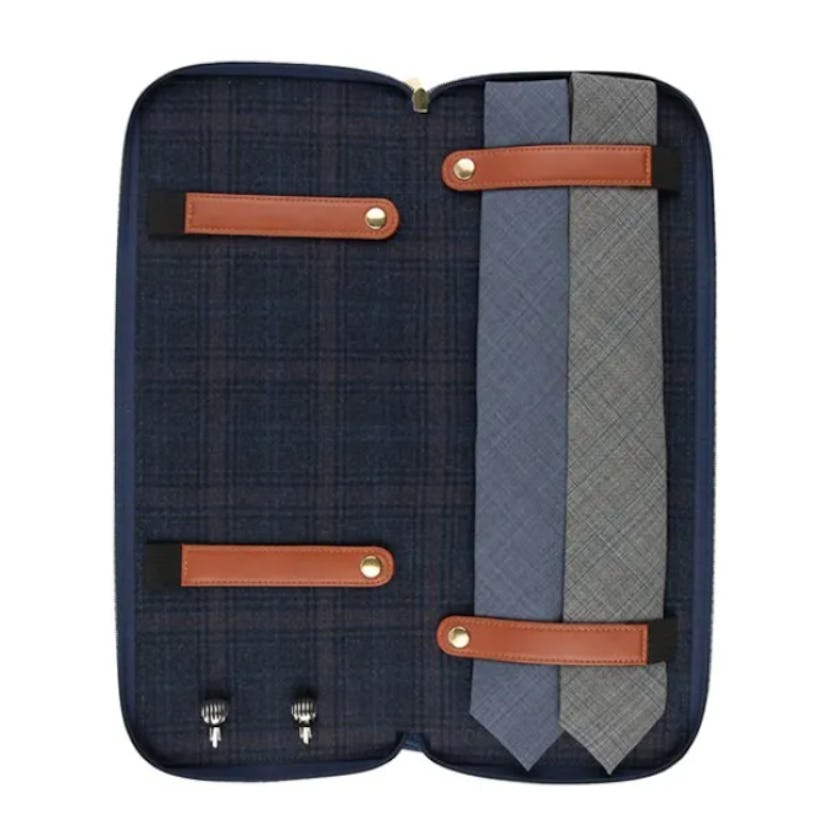 Tie Bar Navy Travel Tie Storage Case