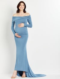Motherhood Off-Shoulder Maternity Photoshoot Gown