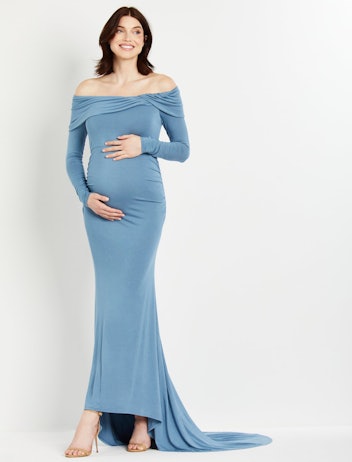 Motherhood Off-Shoulder Maternity Photoshoot Gown