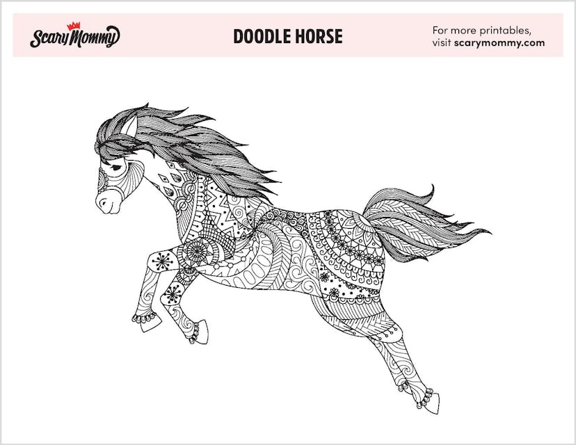 Doodle Horse Coloring Page