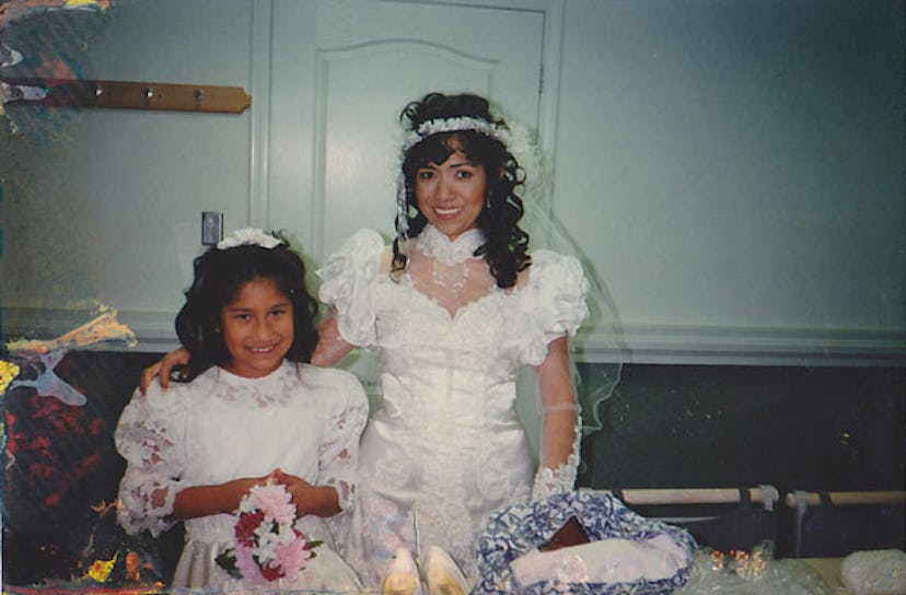 Jamie Corona at a wedding next to her mom