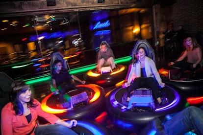 people riding bumper cars at adventure park usa in maryland