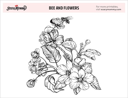 Flower Coloring Pages: Bee And Flowers