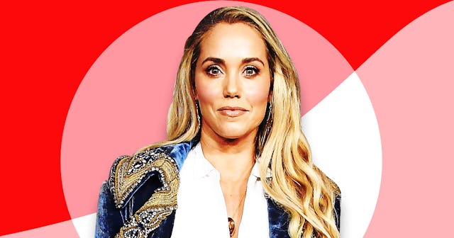 Elizabeth Berkley Lauren from Saved By The Bell in a blue coat