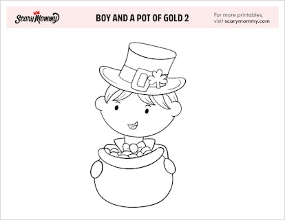 St. Patrick's Day Coloring Pages: Boy With Pot of Gold 2