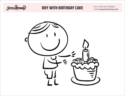 Coloring Pages: Boy With Birthday Cake