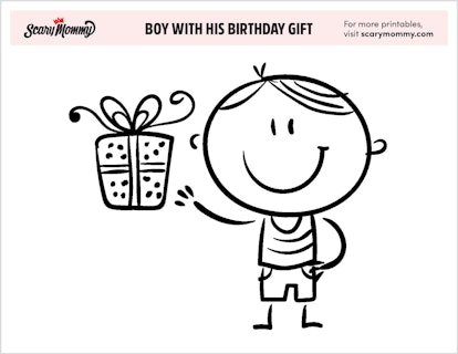 Coloring Pages: Boy With Birthday Gift