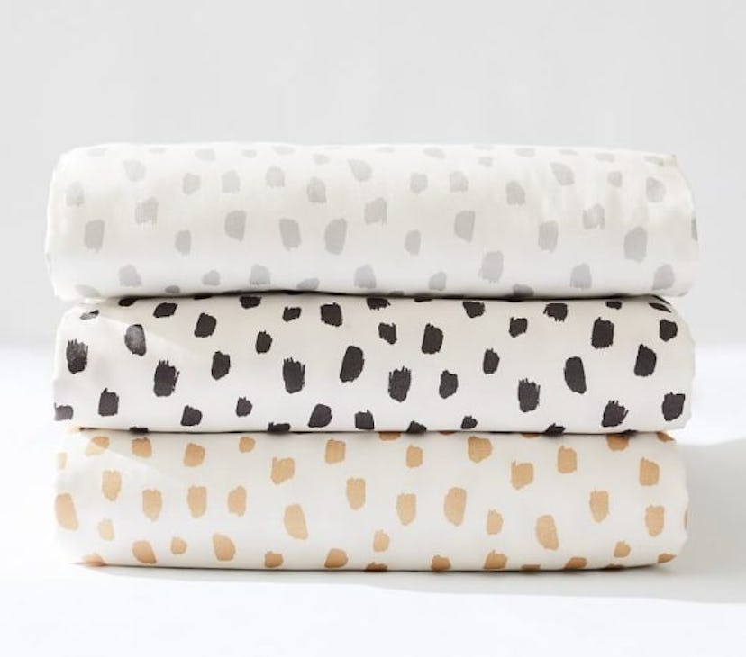 Pottery Barn Kids Brushstroke Dot Organic Fitted Crib Sheet