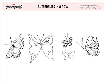 Butterflies In A Row Coloring Page