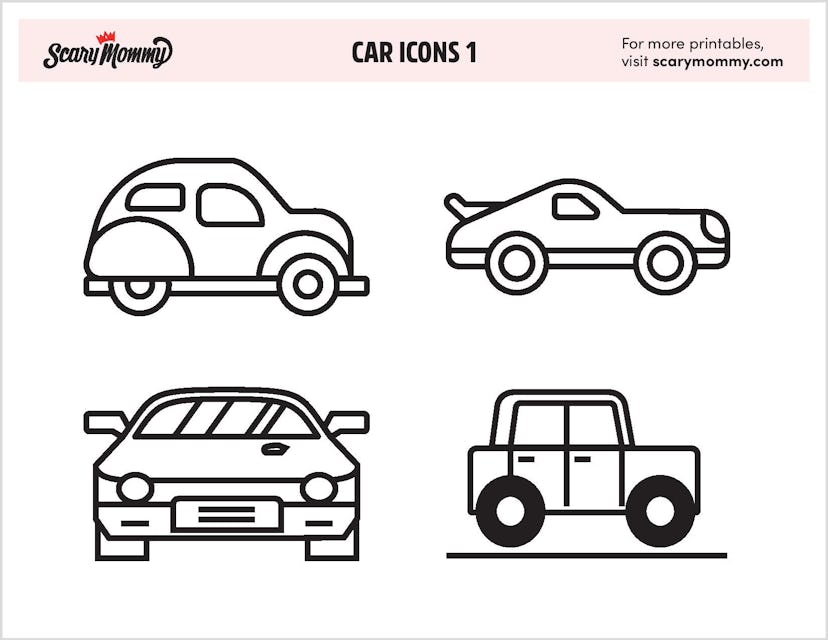 Coloring Pages: Car Icons 1