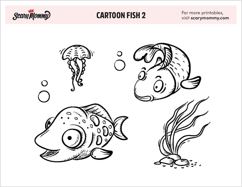 Coloring Pages: Cartoon Fish 2