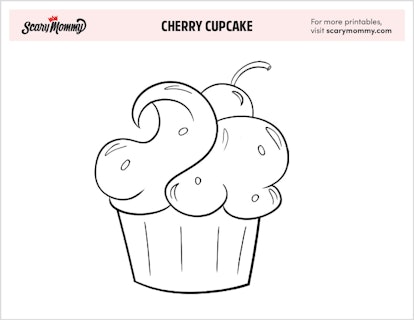 Coloring Pages: Cherry Cupcake