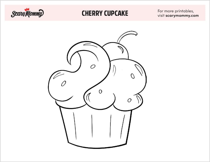 Coloring Pages: Cherry Cupcake