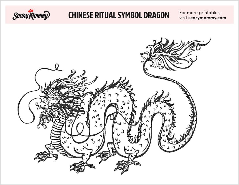 Coloring Pages: Chinese Ritual Symbol Dragon