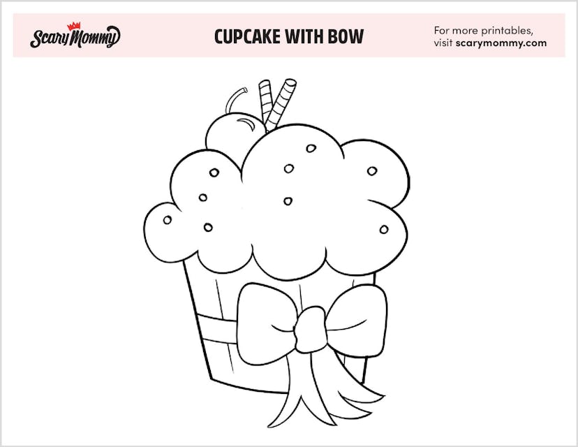 Coloring Pages: Cupcake With Bow