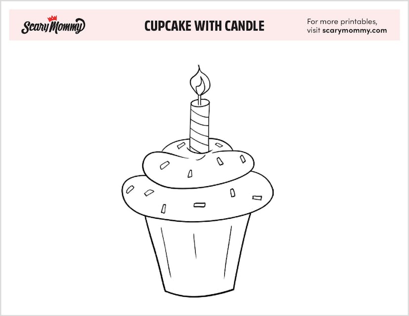 Coloring Pages: Cupcake With Candle