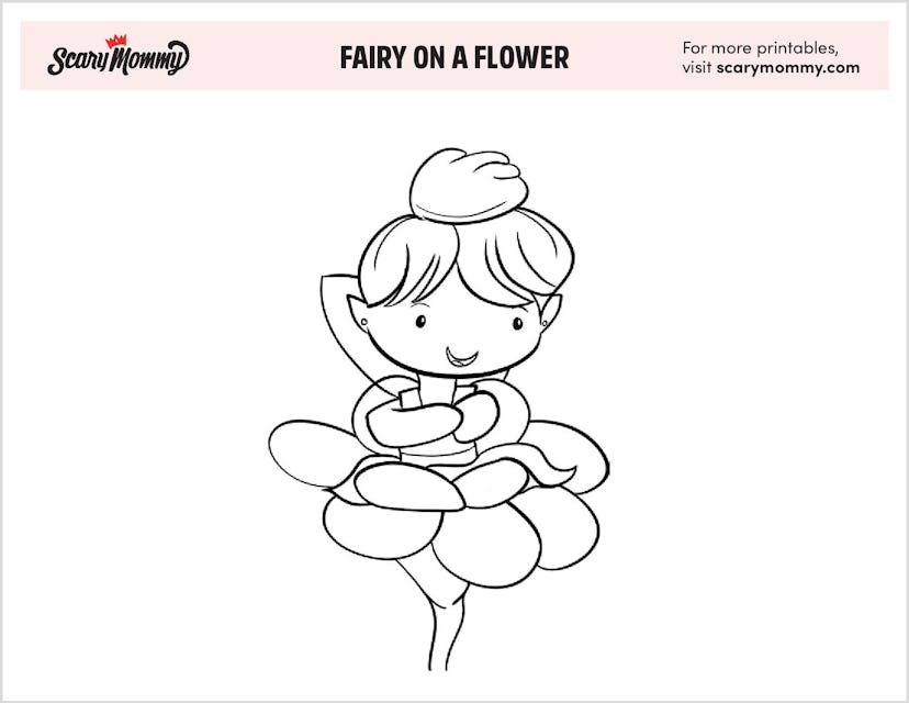 Coloring Pages: Fairy on a Flower
