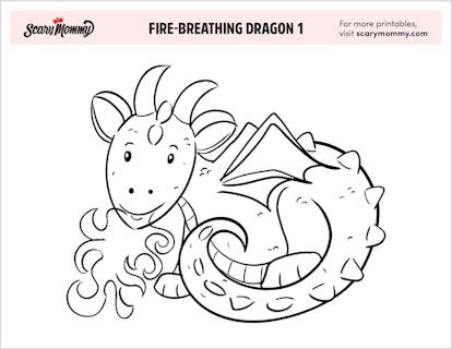 Coloring Pages: Fire-Breathing Dragon 1