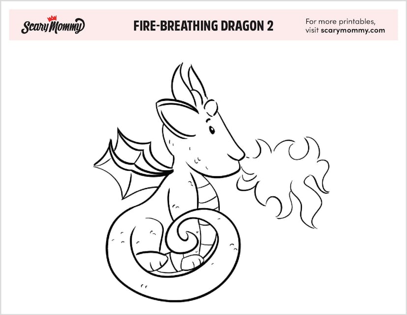 Coloring Pages: Fire-Breathing Dragon 2