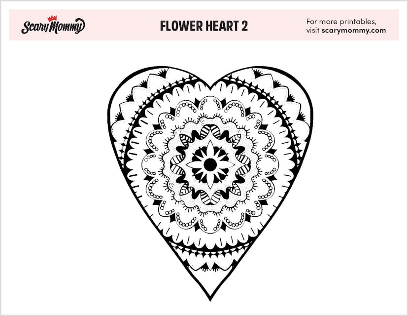 Heart Coloring Pages: Flower Heart 2