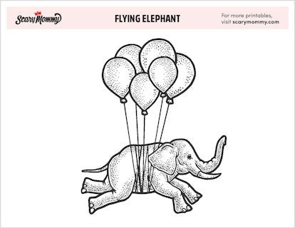 Coloring Pages: Flying Elephant