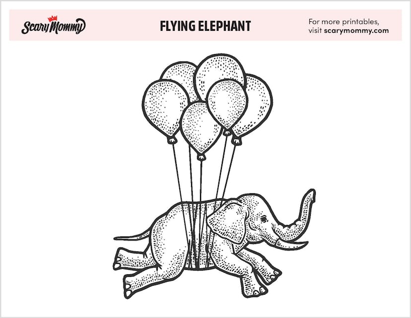 Coloring Pages: Flying Elephant