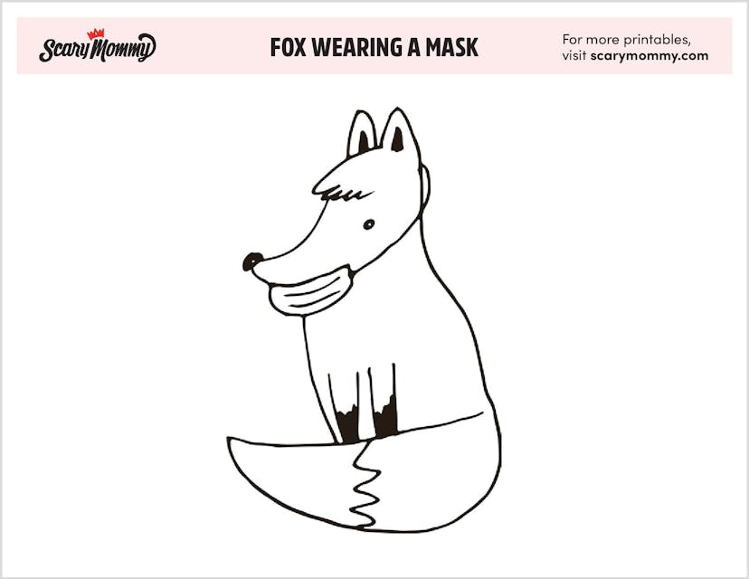 Coloring Page: Fox Wearing a Mask