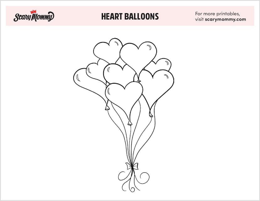 Heart Coloring Pages: Heart Balloons