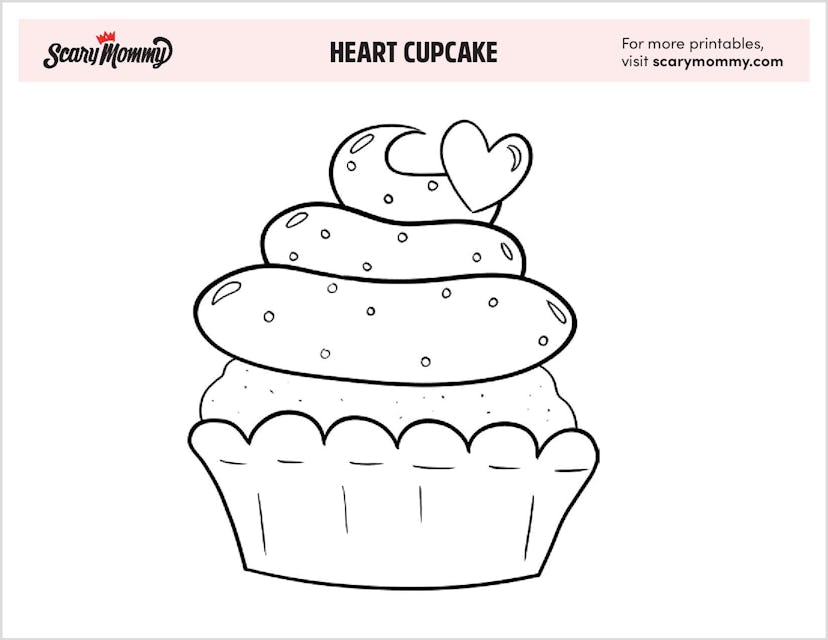 Coloring Pages: Heart Cupcake