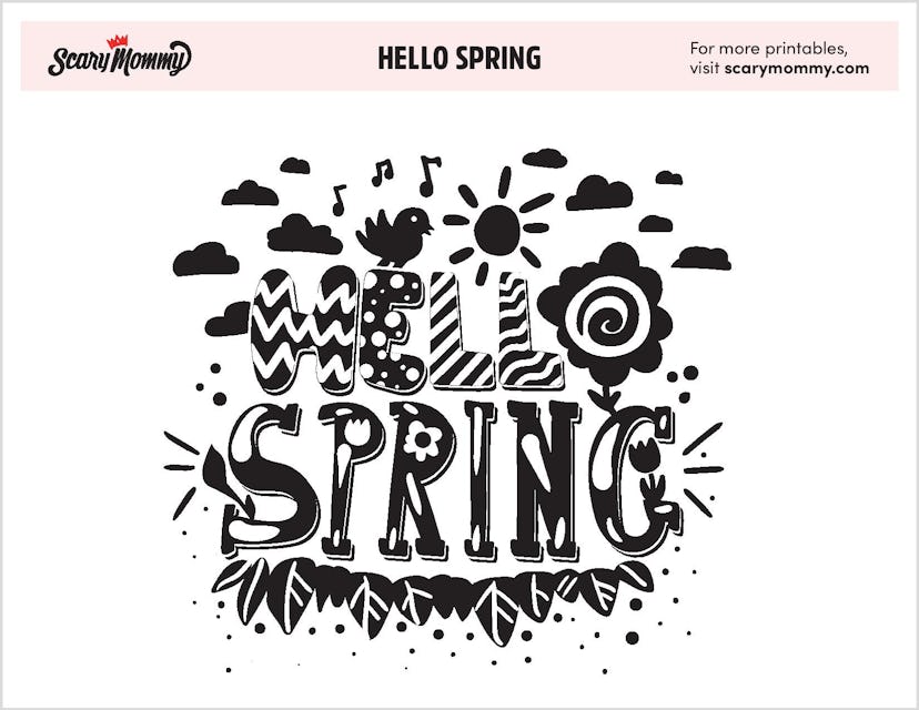 Spring Coloring Pages: Hello Spring