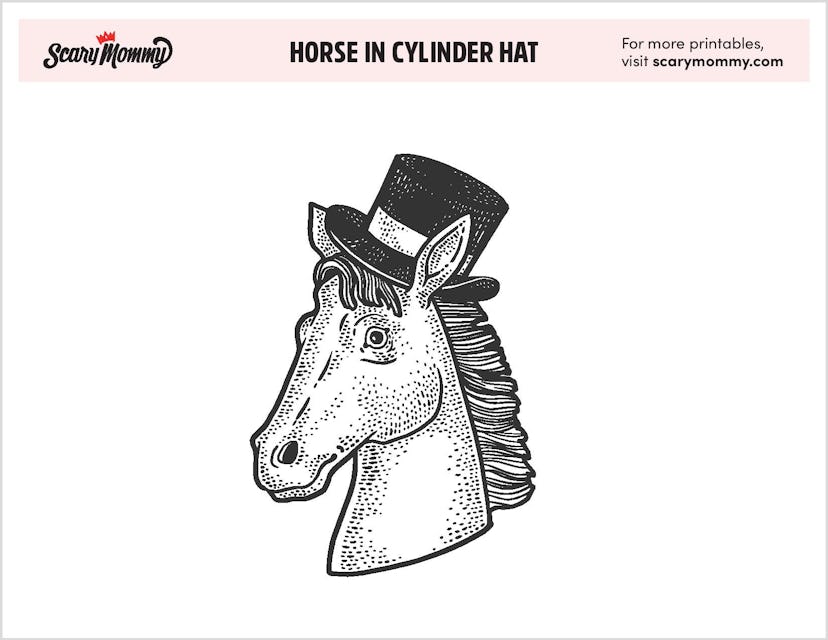 Horse Coloring Pages: Horse in Cylinder Hat