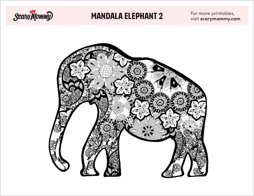 Coloring Pages: Mandala Elephant 2