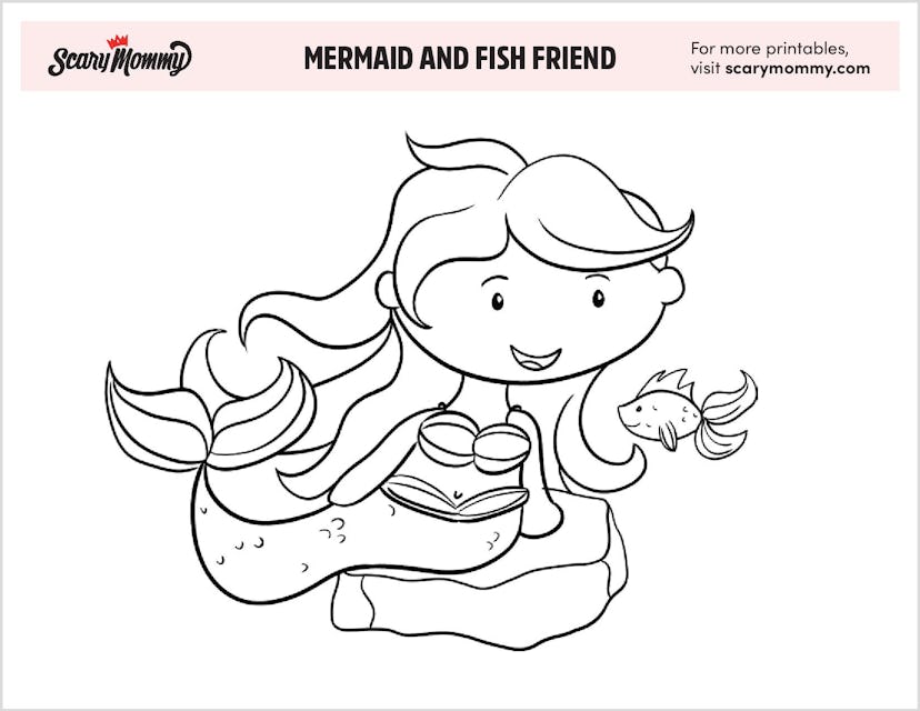 Mermaid and Fish Friend Printable