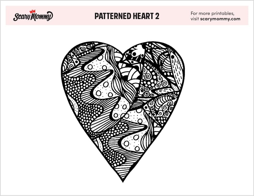 Heart Coloring Pages: Patterned Heart 2