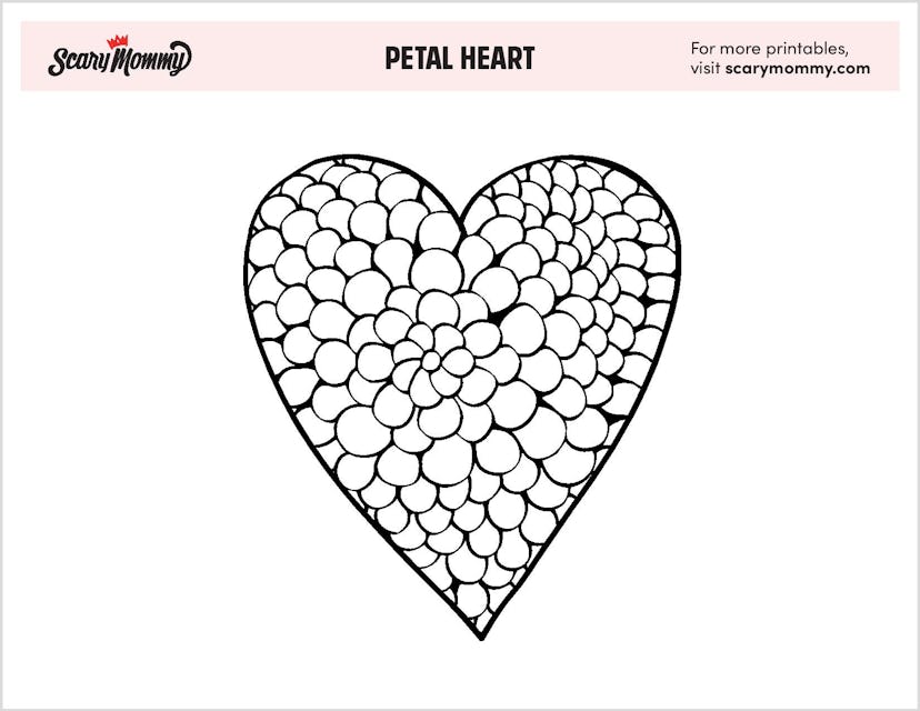 Heart Coloring Pages: Petal Heart