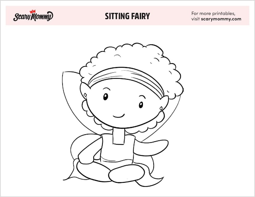 Coloring Pages: Sitting Fairy