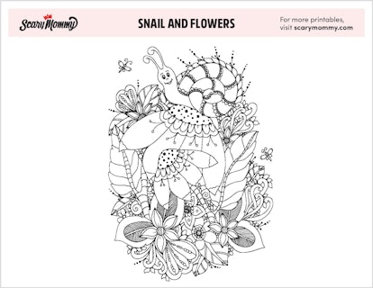 Spring Coloring Pages: Snail And Flowers